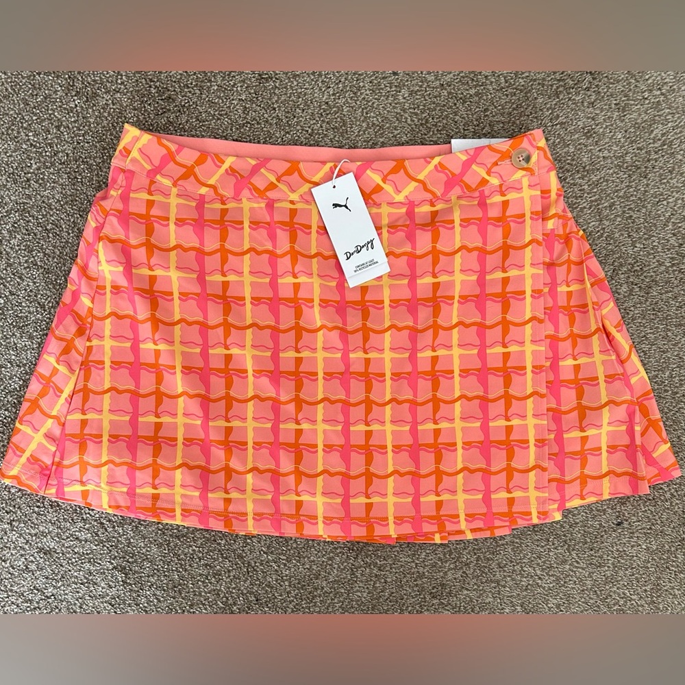 Puma Women's Pink and Orange Patterned Top